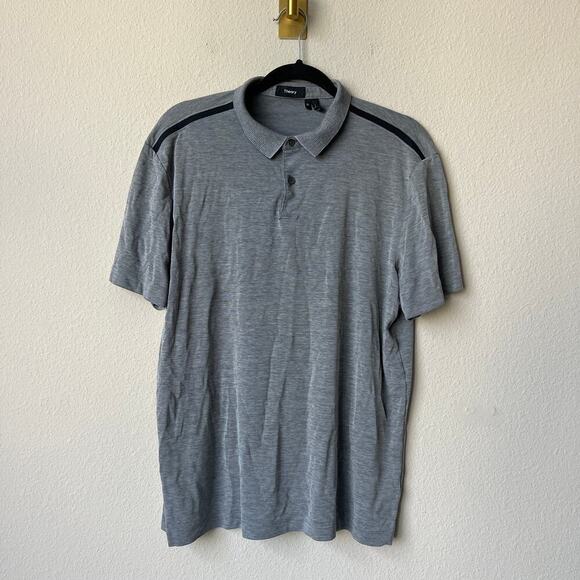 Theory Gray Stinson O Current Pique Polo Size XL - Picture 2 of 5